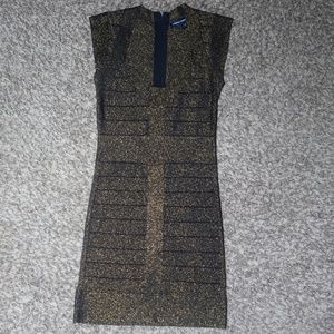 Black Golden Sparkle Short Bandage Dress